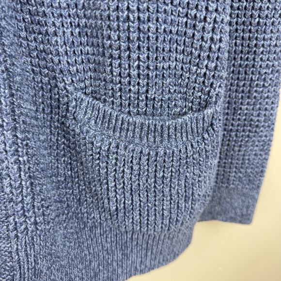 LL Bean Sweater Cardigan L Organic Cotton Waffle Knit Shawl Collar Chunky Knit - Picture 7 of 14